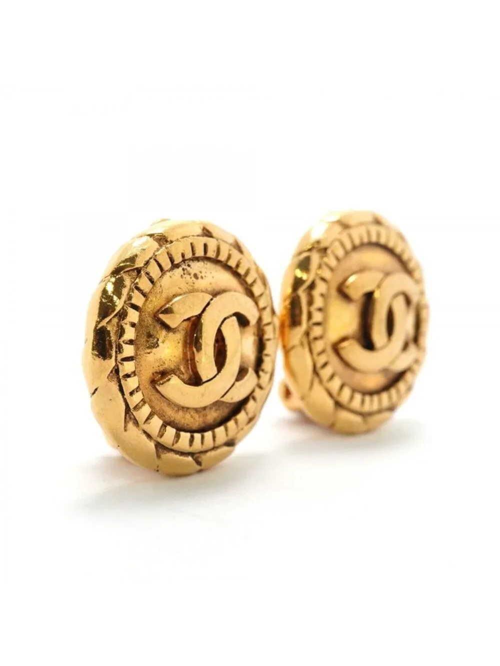 Chanel Earrings Vintage CC Logo Round